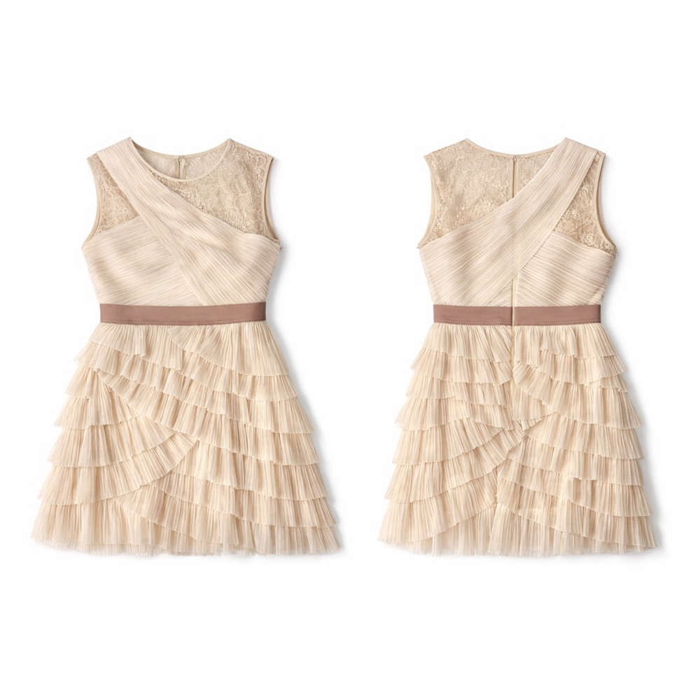 BCBGMAXAZRIA Ivory Lace Ruffle Graduation Dress Size 10